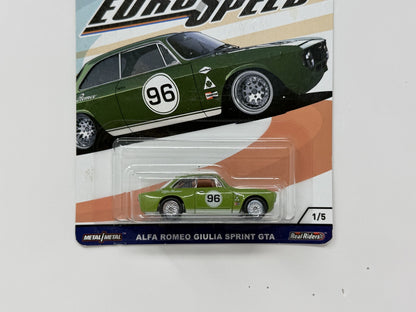Hot Wheels Euro Speed Alfa Romeo Giulia Sprint GTA 1:64 Diecast Real Riders