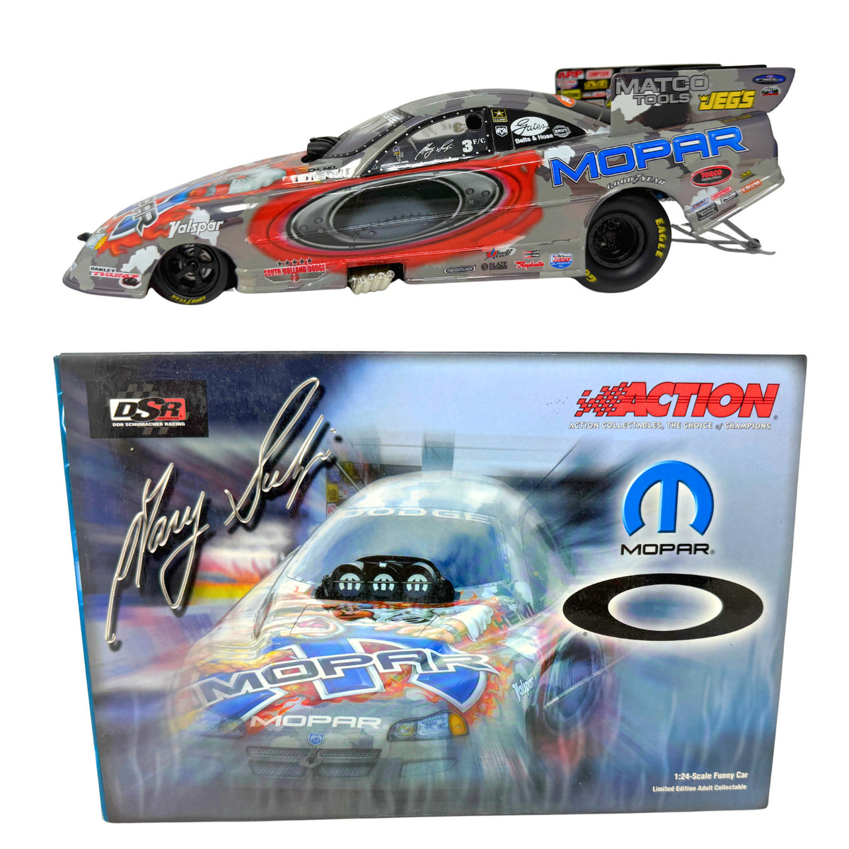 Action NHRA Gary Scelzi Oakley 2005 Dodge Stratus Color Chrome 1:24 Diecast