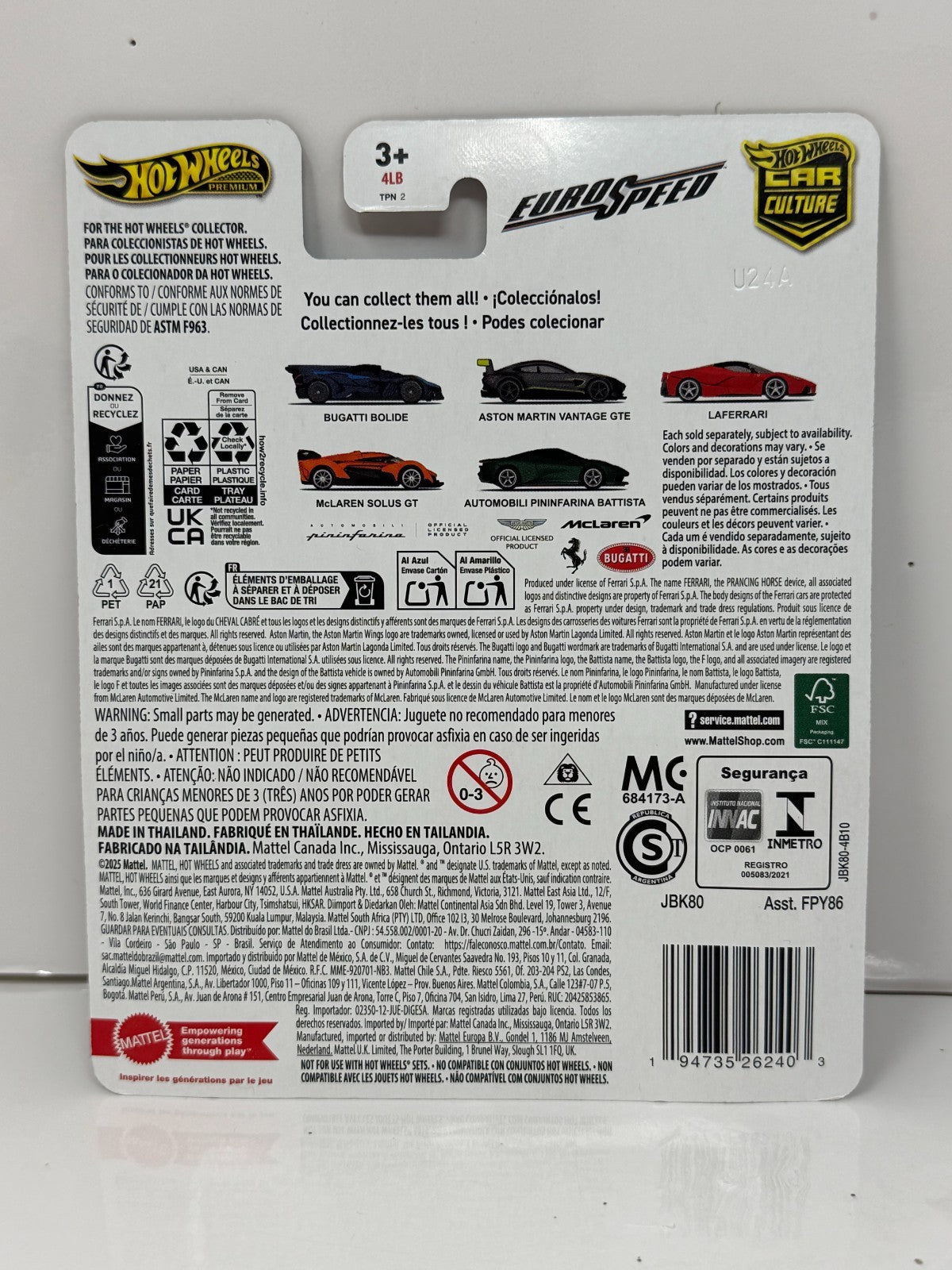 Hot Wheels Premium Euro Speed Bugatti Bolide CHASE 0/5 1:64 Diecast