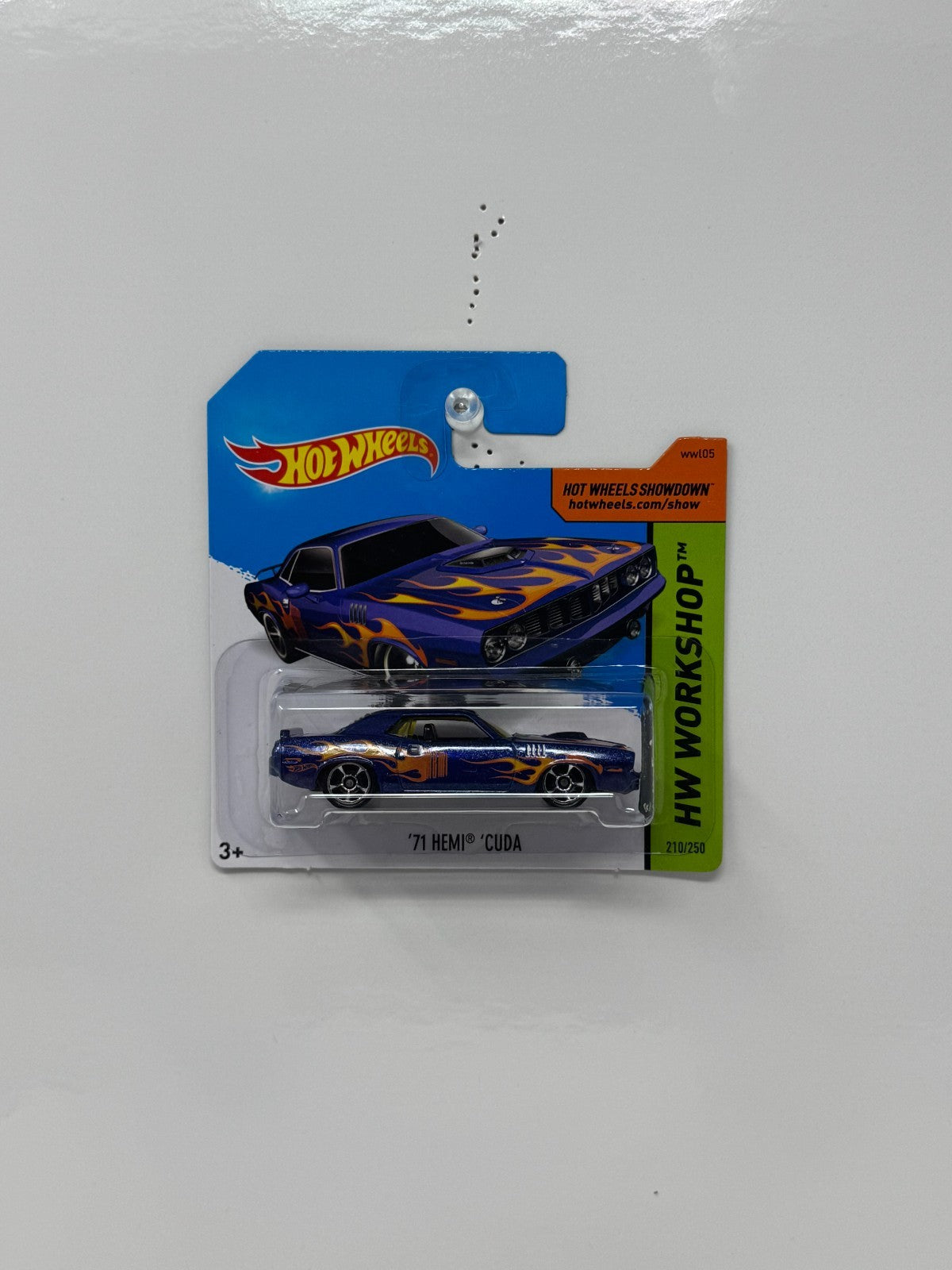 Hot Wheels HW Workshop 1971 Hemi Cuda 1:64 Diecast Short Card Blue Flames