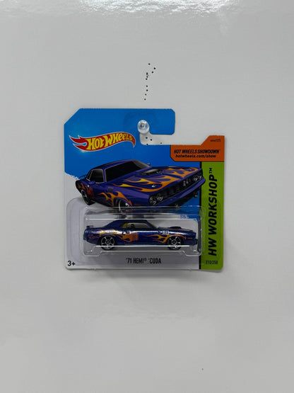 Hot Wheels HW Workshop 1971 Hemi Cuda 1:64 Diecast Short Card Blue Flames