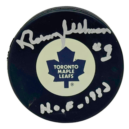 Norm Ullman Toronto Maple Leafs Signed NHL Autograph Puck Silver Auto