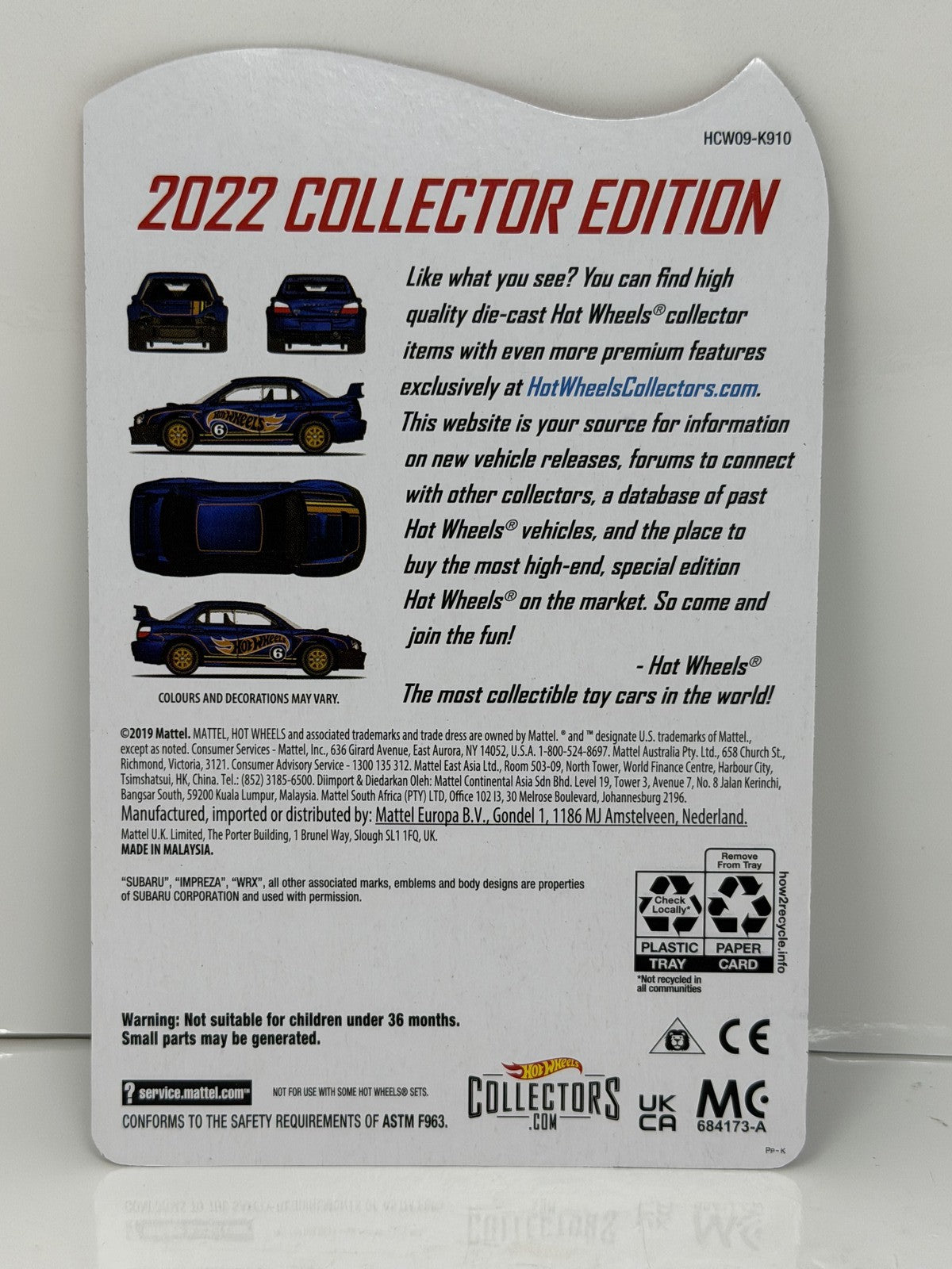 Hot Wheels 2022 Collector Edition Subaru Impreza WRX Walmart 1:64 Diecast