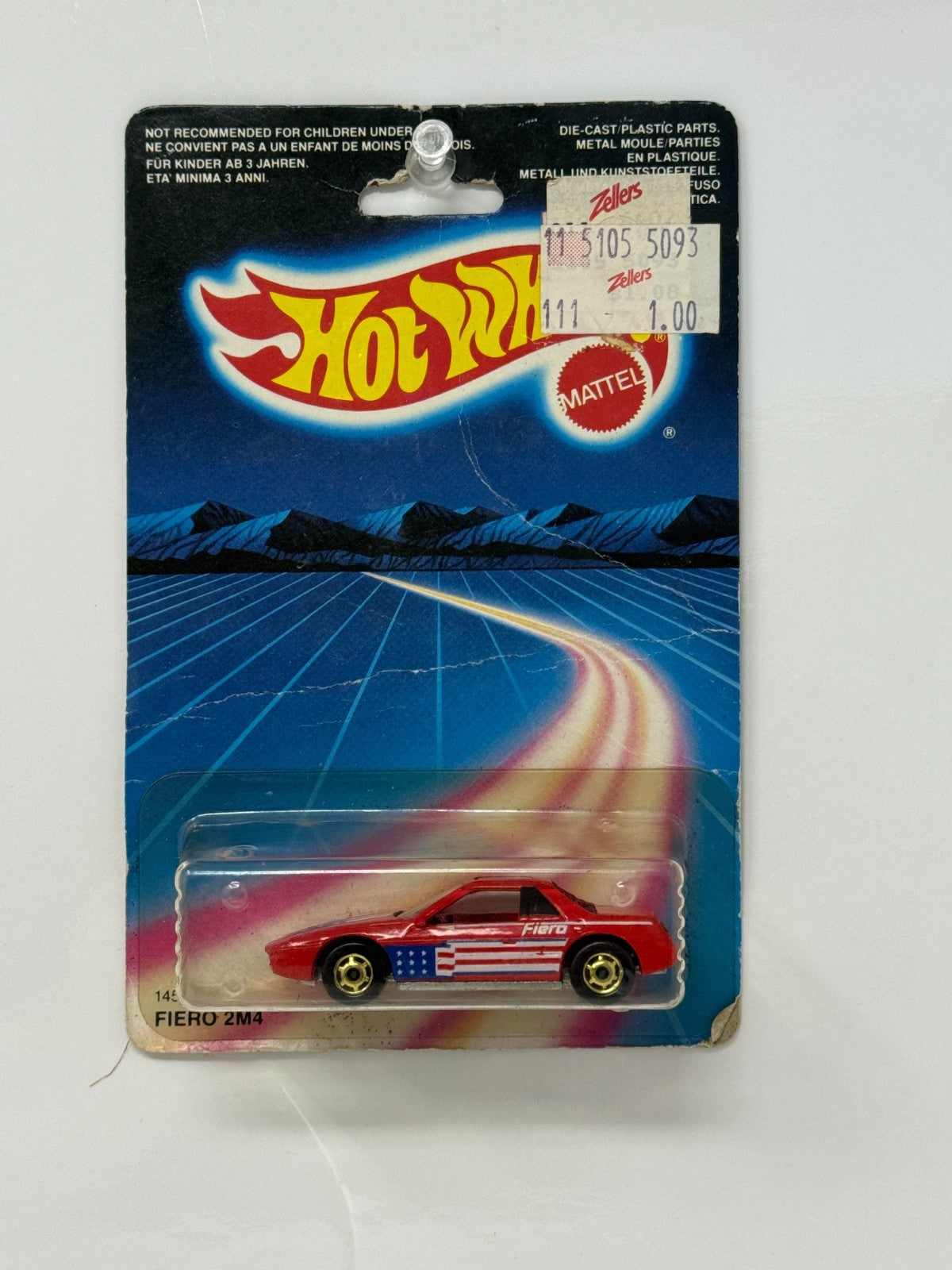 Hot Wheels Pontiac Fiero 2M4 Red w/ American Flag Graphics 1:64 Diecast