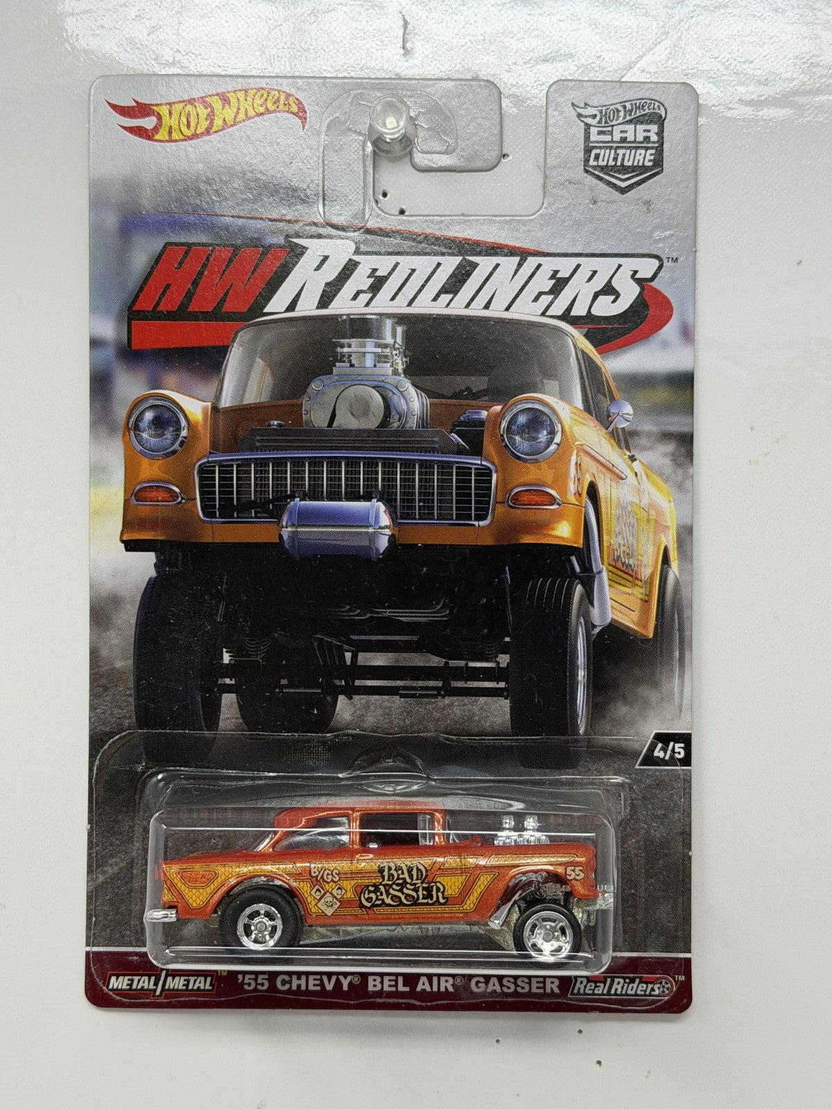 Hot Wheels HW Redliners 1955 Chevy Bel Air Gasser 1:64 Diecast Real Riders