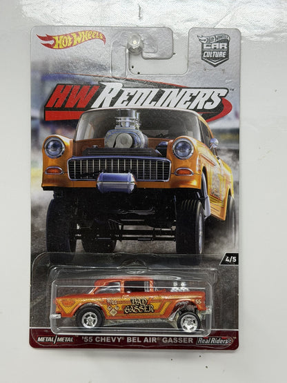 Hot Wheels HW Redliners 1955 Chevy Bel Air Gasser 1:64 Diecast Real Riders