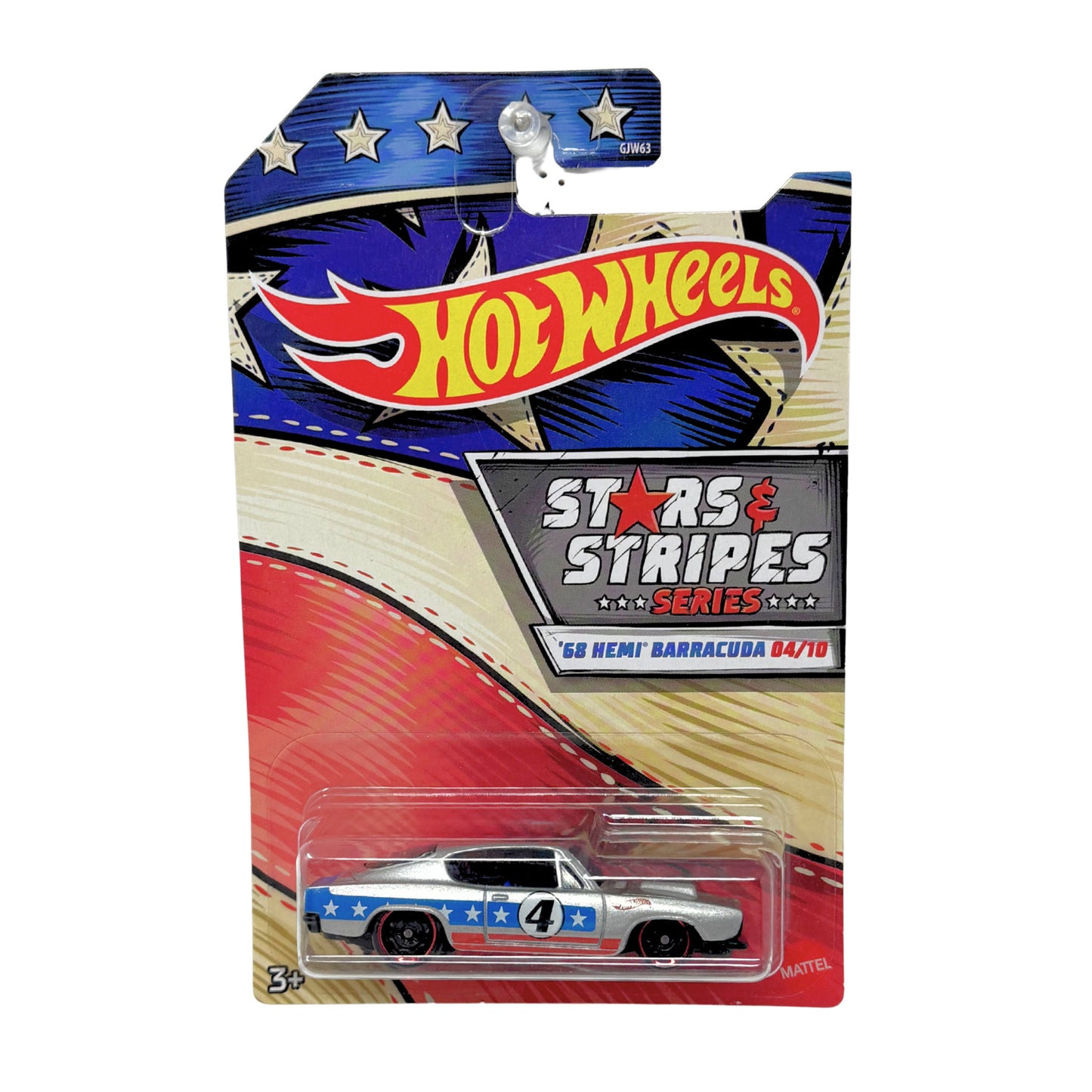 Hot Wheels Stars & Stripes 1968 HEMI Plymouth Barracuda 1:64 Diecast Silver