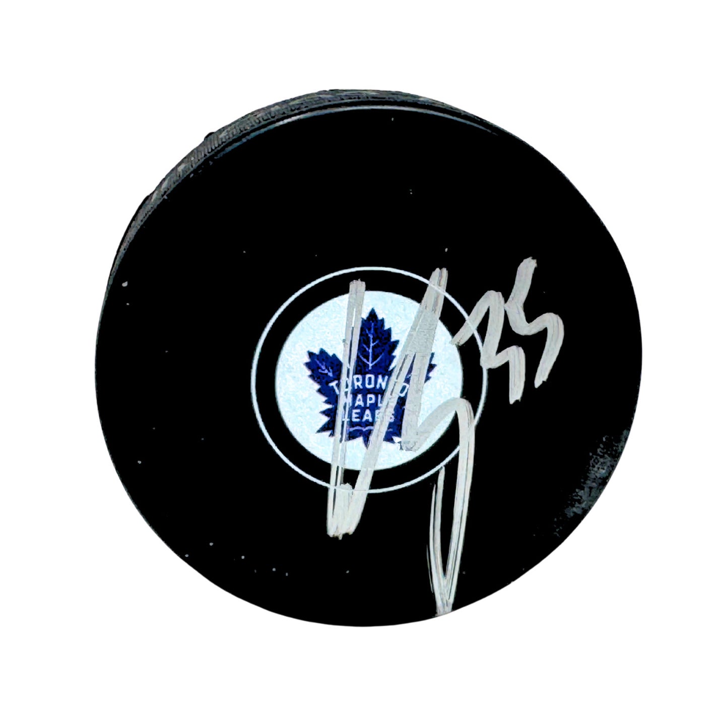 Curtis McElhinney Toronto Maple Leafs Signed NHL Autograph Puck Silver Auto V2