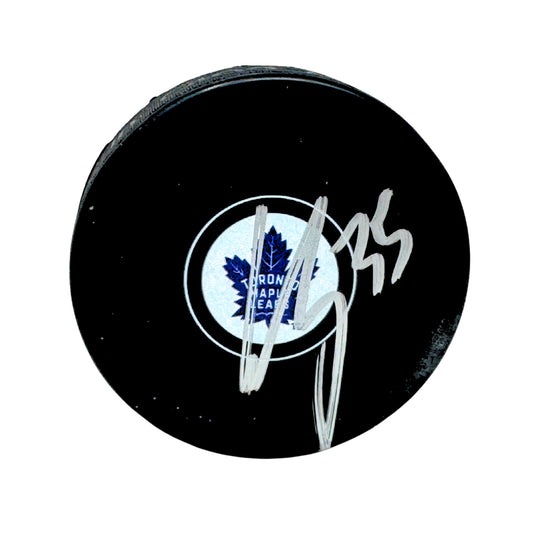 Curtis McElhinney Toronto Maple Leafs Signed NHL Autograph Puck Silver Auto V2