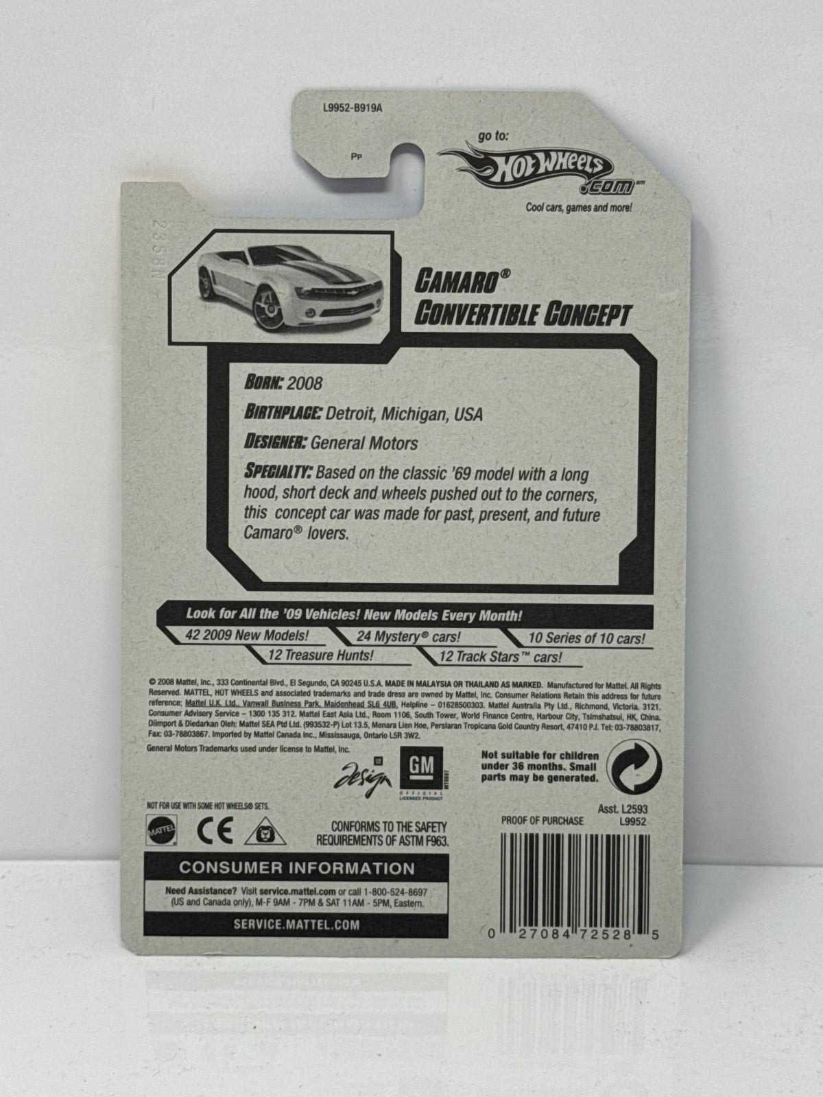 Hot Wheels New Models Chevy Camaro Concept 1:64 Diecast Factory Sealed White