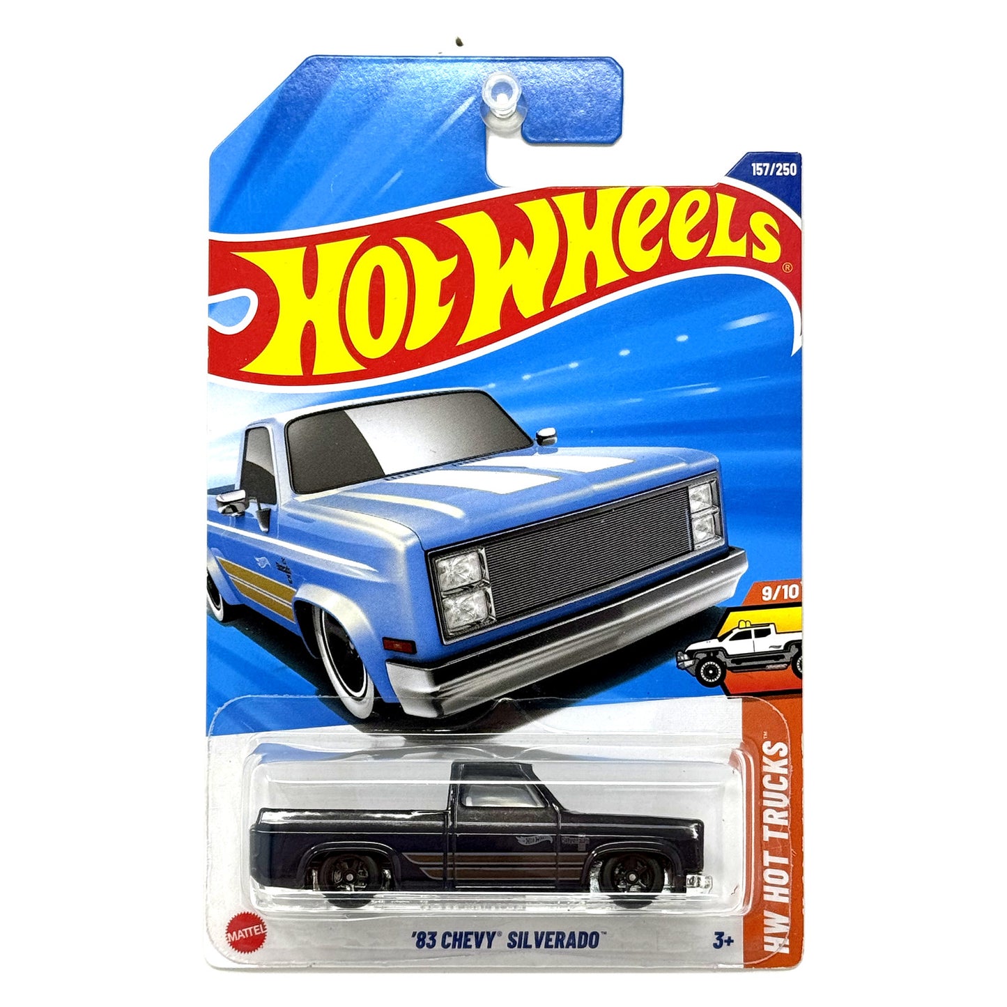 Hot Wheels Hot Trucks 1983 Chevy Silverado 1:64 Diecast Black Custom Real Riders