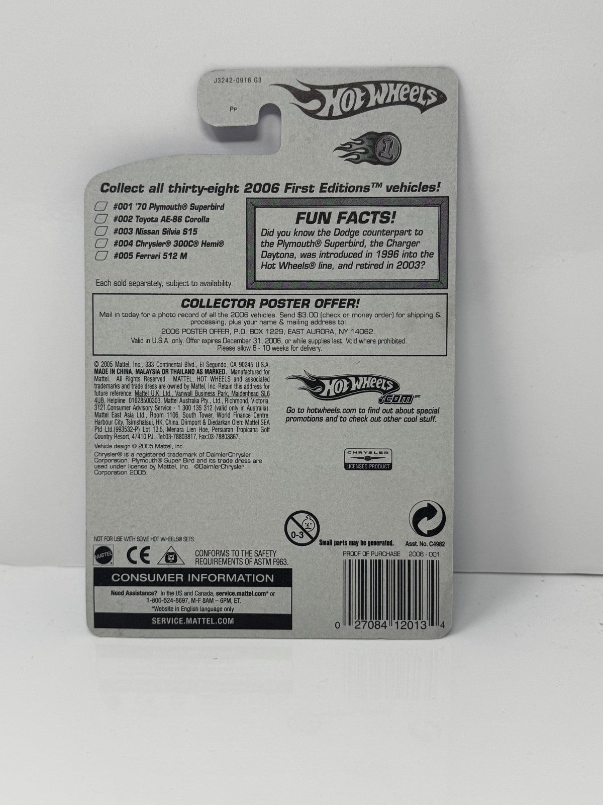 Hot Wheels First Editions 1970 Plymouth Superbird 1:64 Diecast Factory Sealed