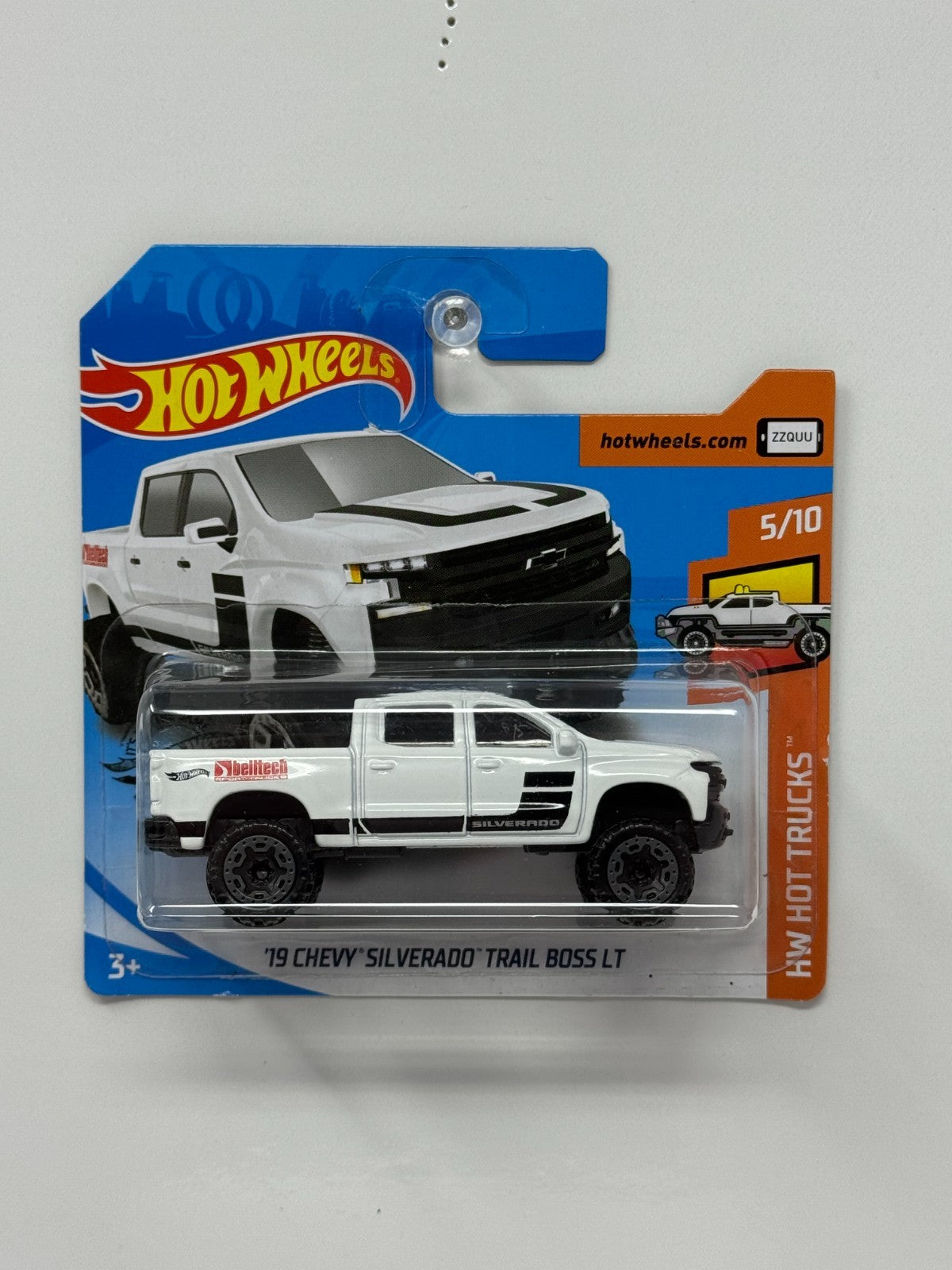Hot Wheels Hot Trucks 2019 Chevy Silverado Trail Boss LT 1:64 Diecast Short Card
