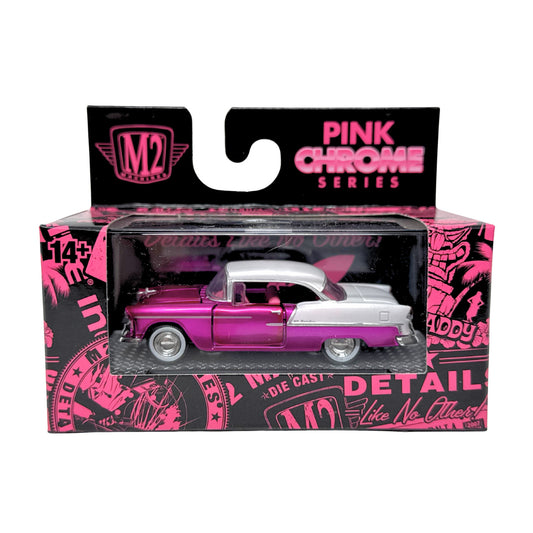 M2 Machines Pink Chrome Series 1955 Chevrolet Bel Air 1:64 Diecast