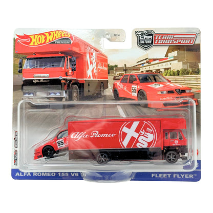 Hot Wheels Premium Team Transport #53 Alfa Romeo 155 & Fleet Flyer 1:64 Diecast