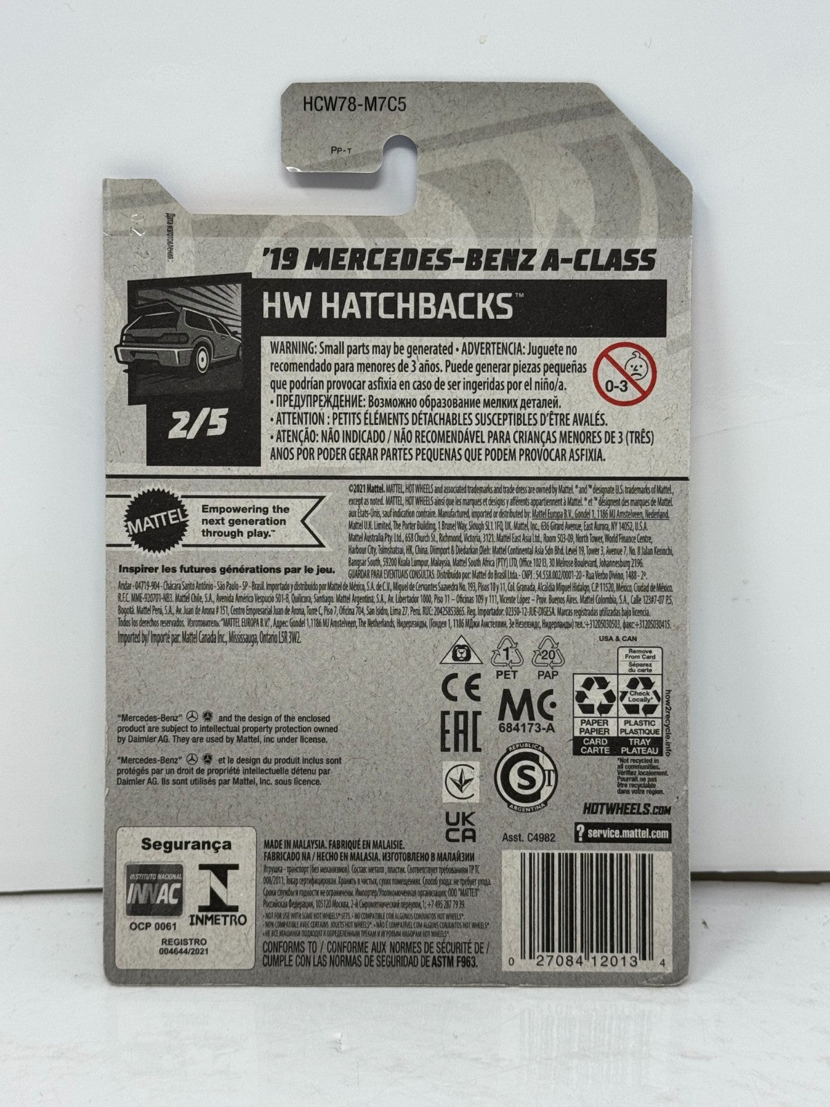 Hot Wheels Hatchbacks 2019 Mercedes-Benz A-Class 1:64 Diecast Yellow