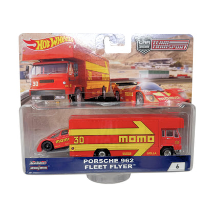 Hot Wheels Premium Team Transport #6 Porsche 962 & Fleet Flyer 1:64 Diecast