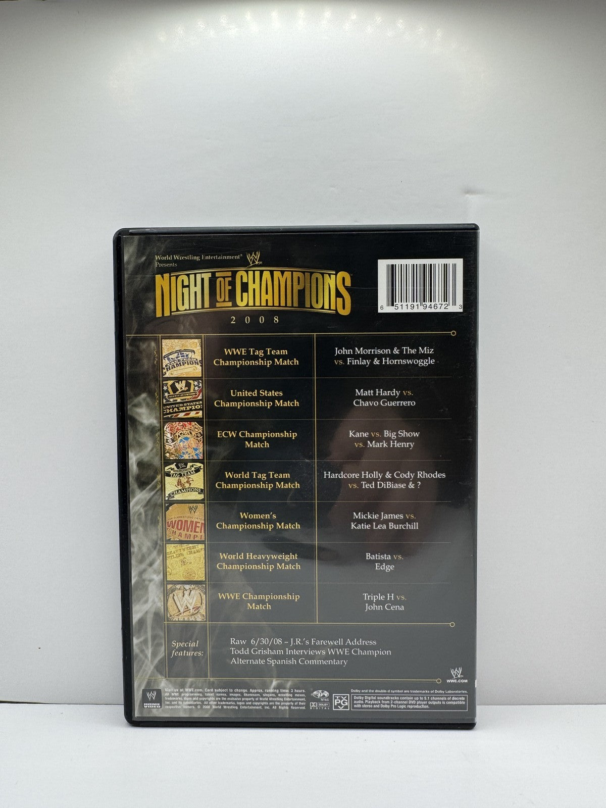 WWE Night of Champions 2008 (DVD) WWE Wrestling