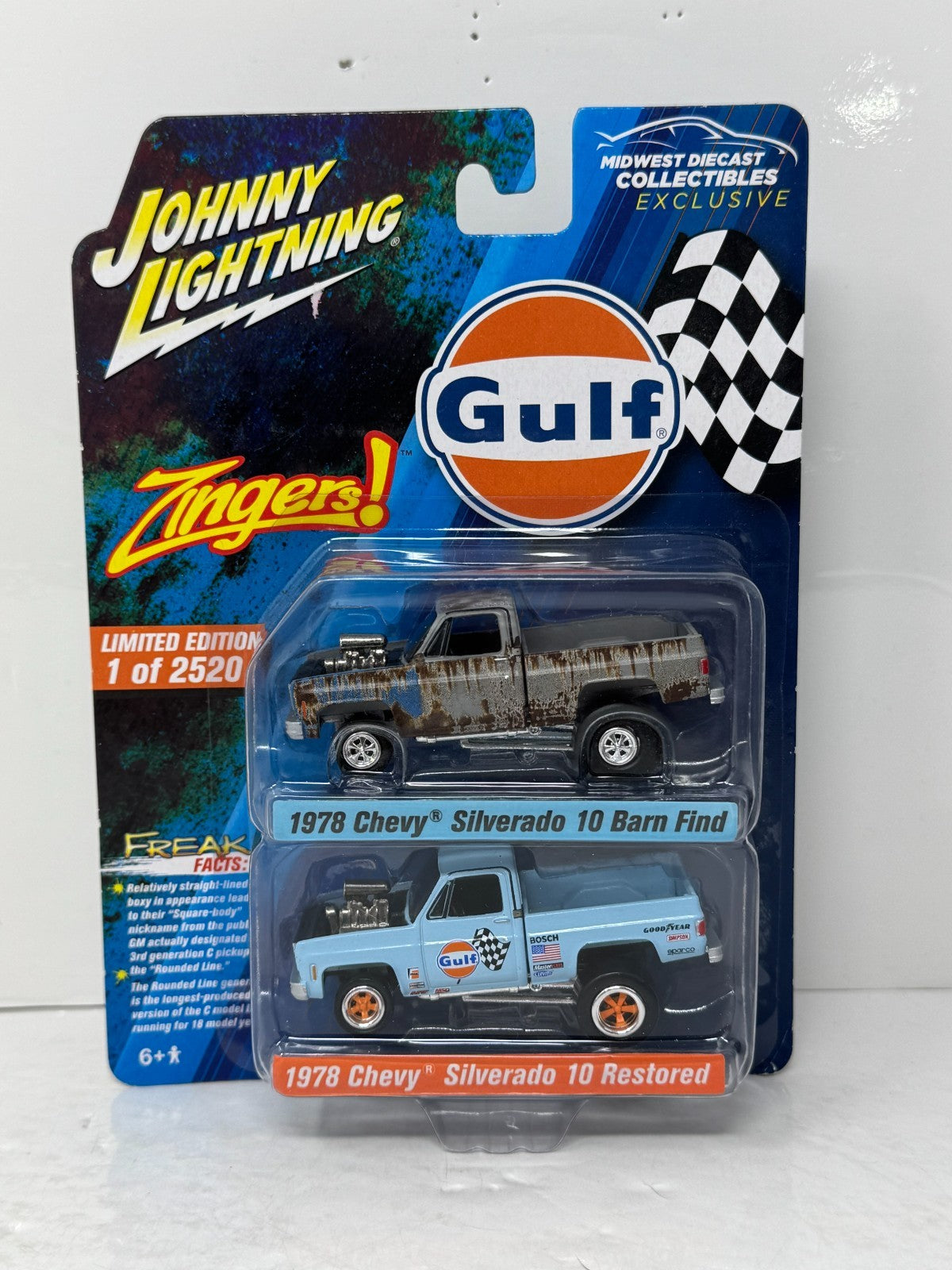 Johnny Lightning Gulf 1978 Chevrolet Silverado Barn Find & Restored 1:64 Diecast
