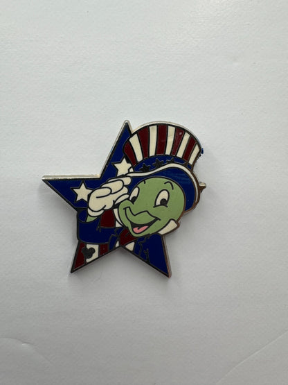 DLR Disney Jiminy Cricket Saluting Patriotic Star Salute Pinocchio Hidden Mickey Trading Pin DC1S3