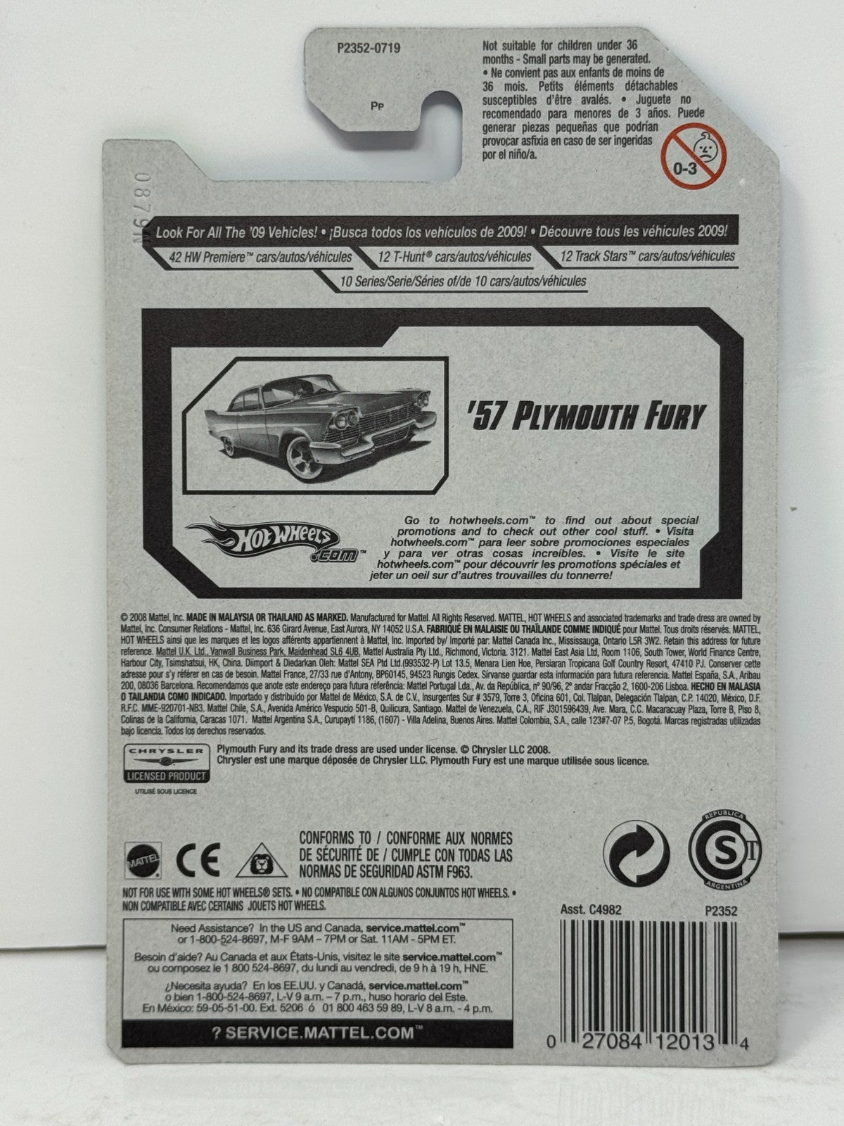 Hot Wheels Treasure Hunt T-Hunt 1957 Plymouth Fury 1:64 Diecast