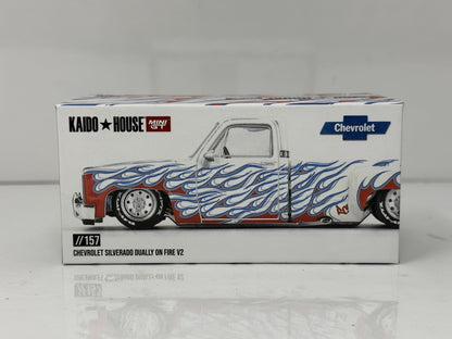 Kaido House MINI GT Chevrolet Silverado Dually On Fire V2 1:64 Diecast