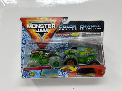 Monster Jam Color Change Grave Digger & Mystery Machine 1:64 Diecast