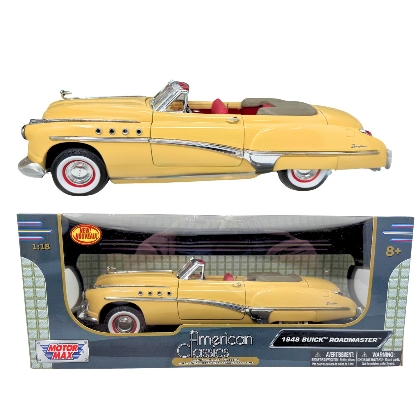 Motormax 1949 Buick Roadmaster Convertible 1:18 Diecast Yellow