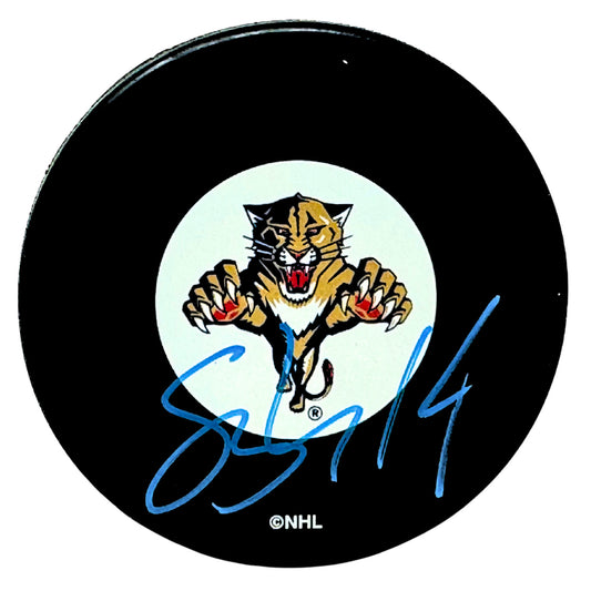 Stu Barnes Florida Panthers Signed NHL Autograph Puck Blue Auto