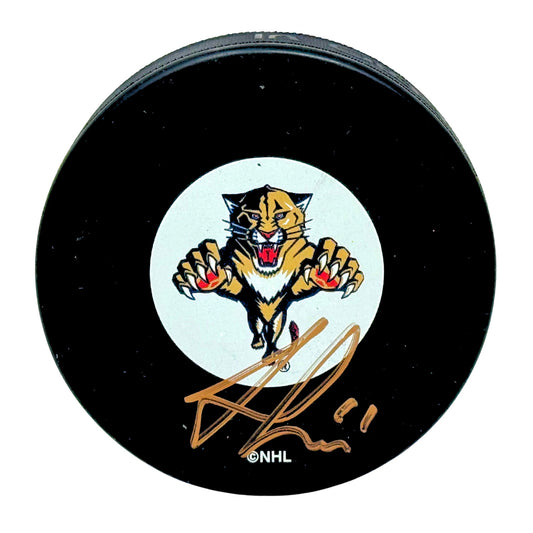 Jonathan Huberdeau Florida Panthers Signed NHL Autograph Puck Gold Auto