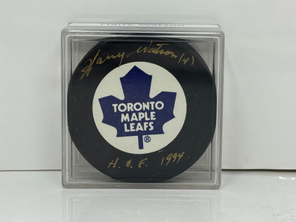 Harry Watson Toronto Maple Leafs Signed NHL Autograph Puck Gold Auto