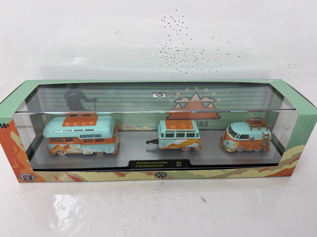 M2 Machines Volkswagen Double Cab & Delivery Van & Trailer CHASE 1:64 Diecast