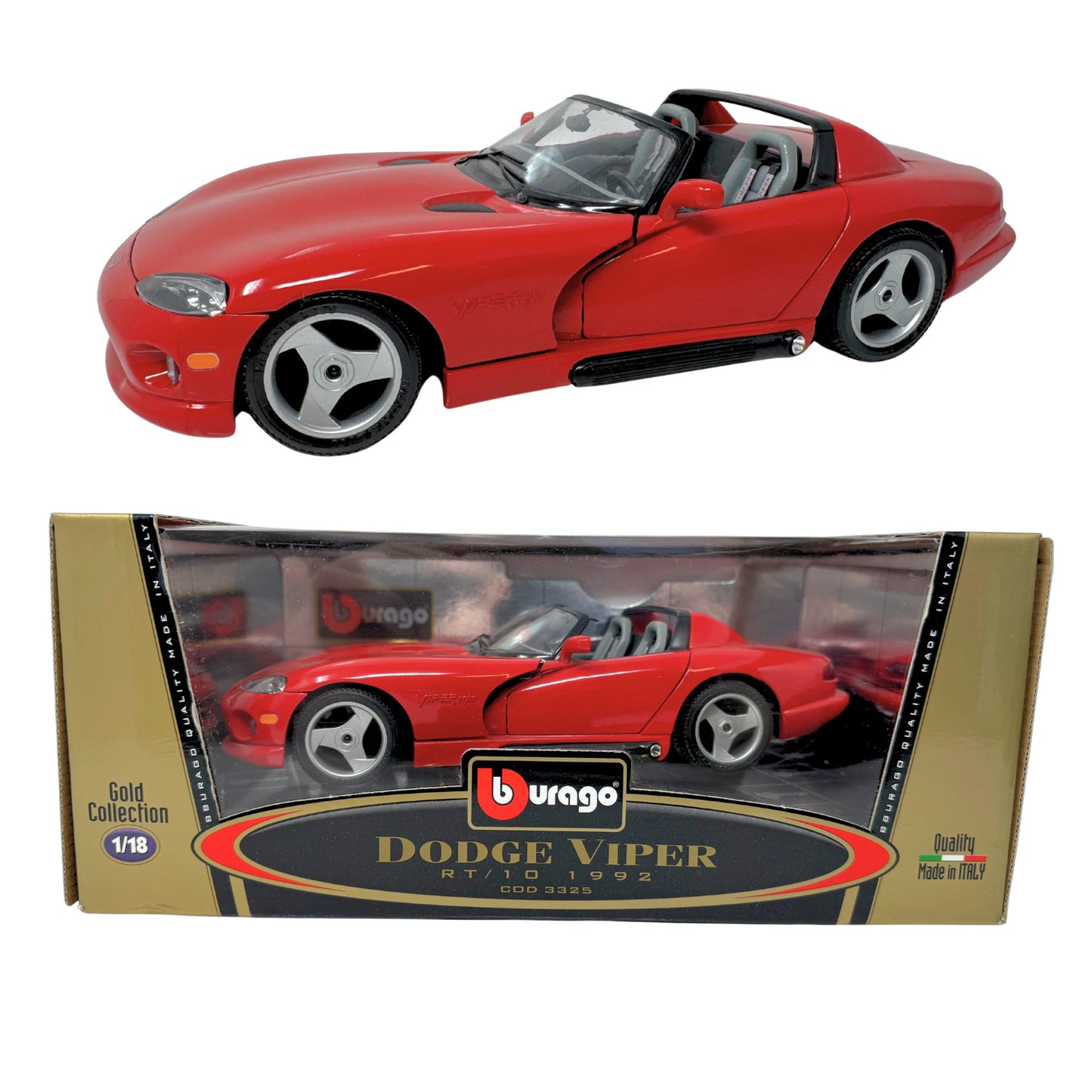 Bburago 1992 Dodge Viper RT/10 1:18 Diecast Gold Collection