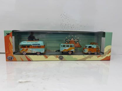 M2 Machines Volkswagen Double Cab & Delivery Van & Trailer CHASE 1:64 Diecast