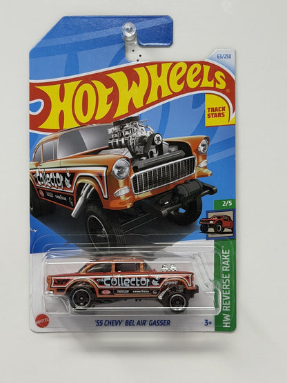 Hot Wheels HW Reverse Rake 1955 Chevy Bel Air Gasser Orange 1:64 Diecast