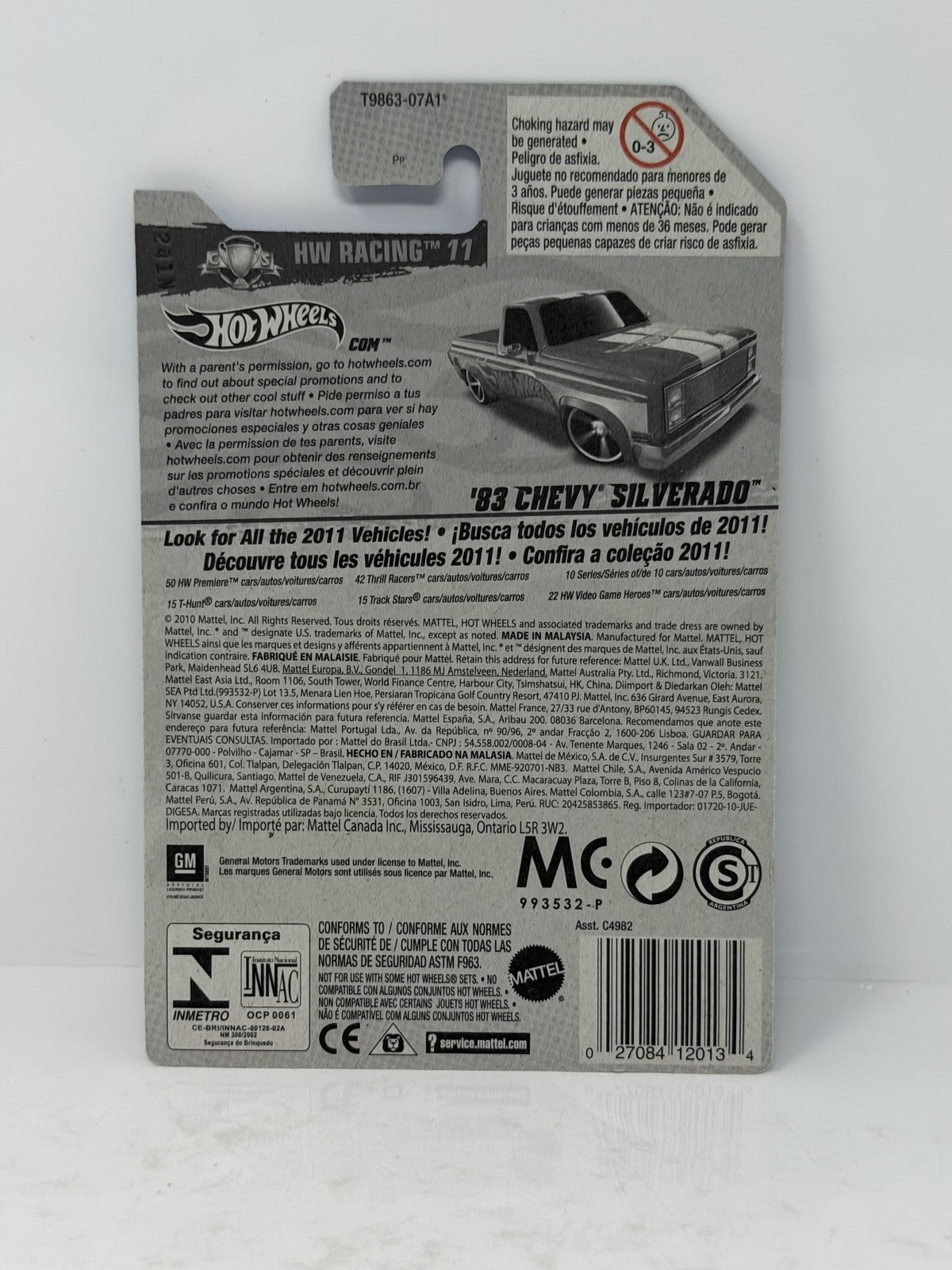 Hot Wheels HW Racing 2011 1983 Chevy Silverado 1:64 Diecast Blue V2