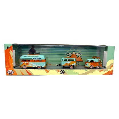 M2 Machines Volkswagen Double Cab & Delivery Van & Trailer CHASE 1:64 Diecast