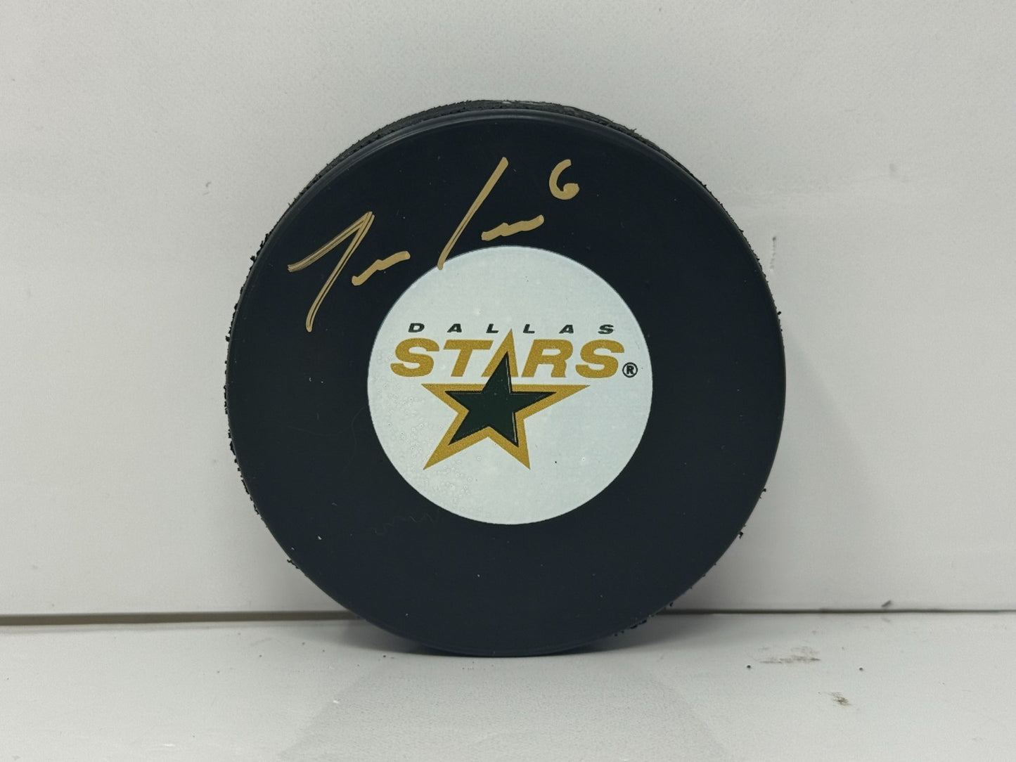 Trevor Daley Dallas Stars Signed NHL Autograph Puck Gold Auto