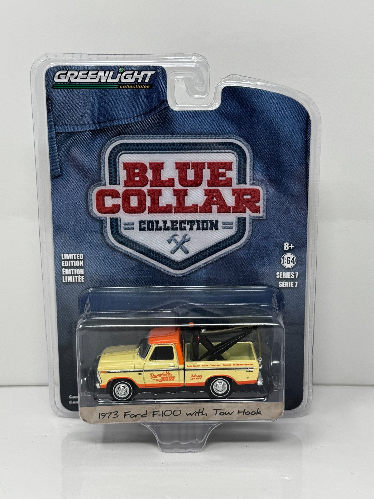 Greenlight Blue Collar Collection 1973 Ford F-100 Tow Truck 1:64 Diecast
