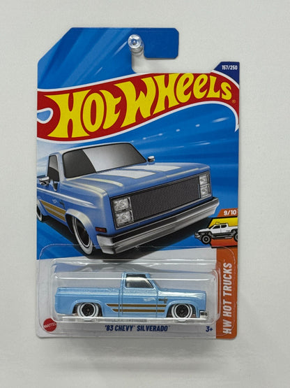 Hot Wheels HW Hot Trucks 1983 Chevy Silverado Light Blue 1:64 Diecast