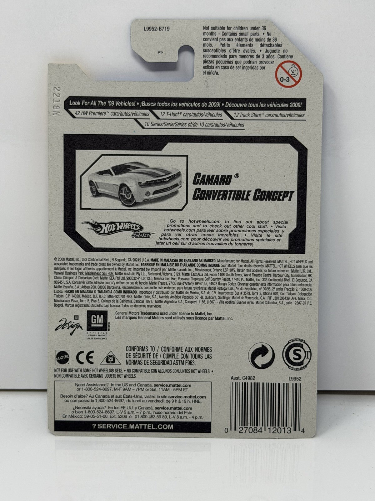 Hot Wheels 2008 First Editions Camaro Convertible Concept 1:64 Diecast White