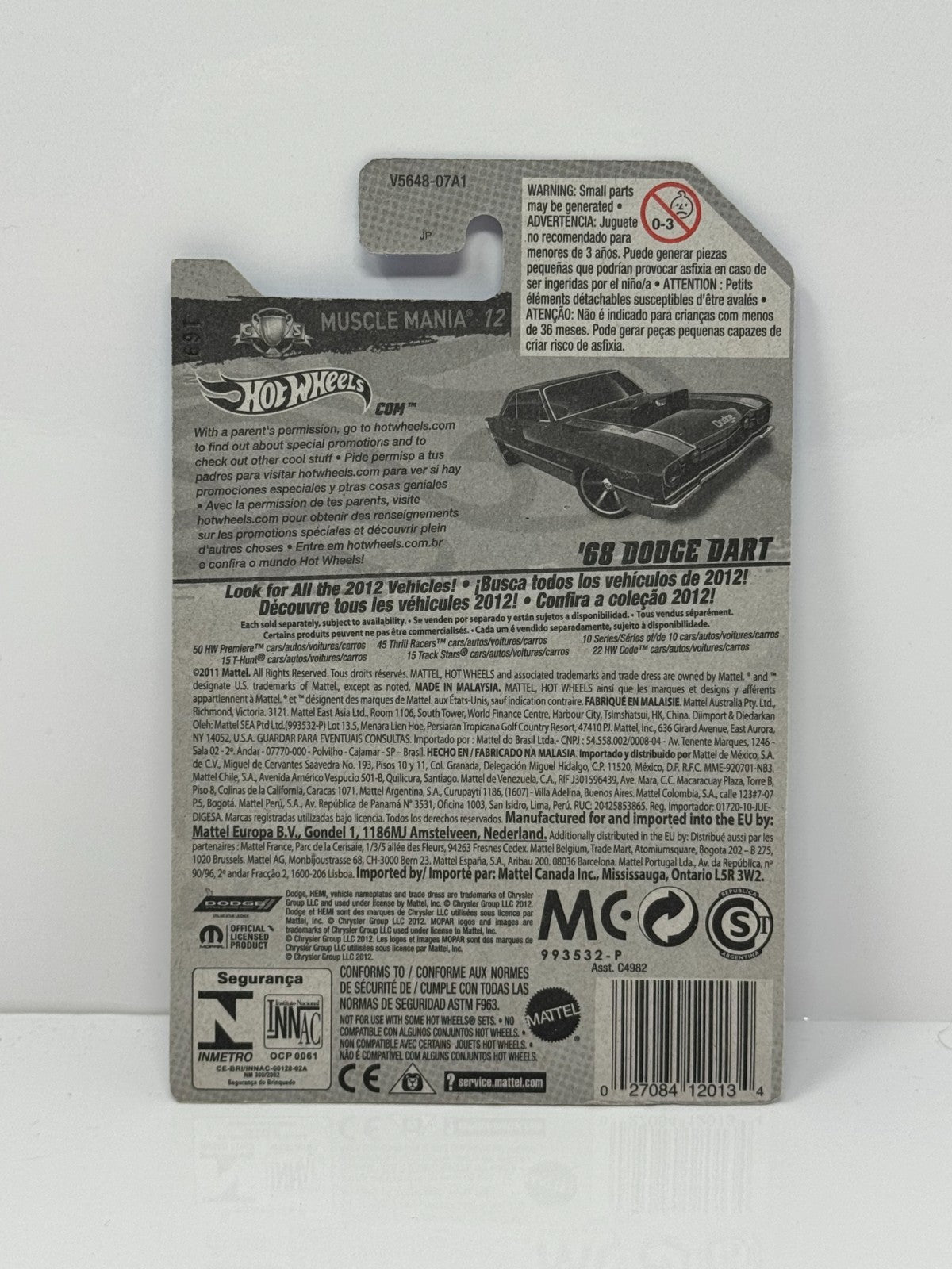 Hot Wheels Muscle Mania Mopar '12 1968 Dodge Dart 1:64 Diecast Purple