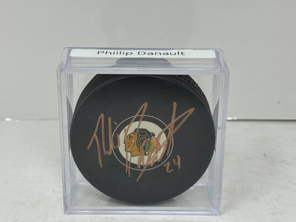 Phillip Danault Chicago Blackhawks Signed NHL Autograph Puck Gold Auto