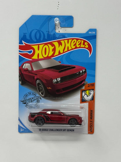 Hot Wheels Muscle Mania 2018 Dodge Challenger SRT Demon 1:64 Diecast Red