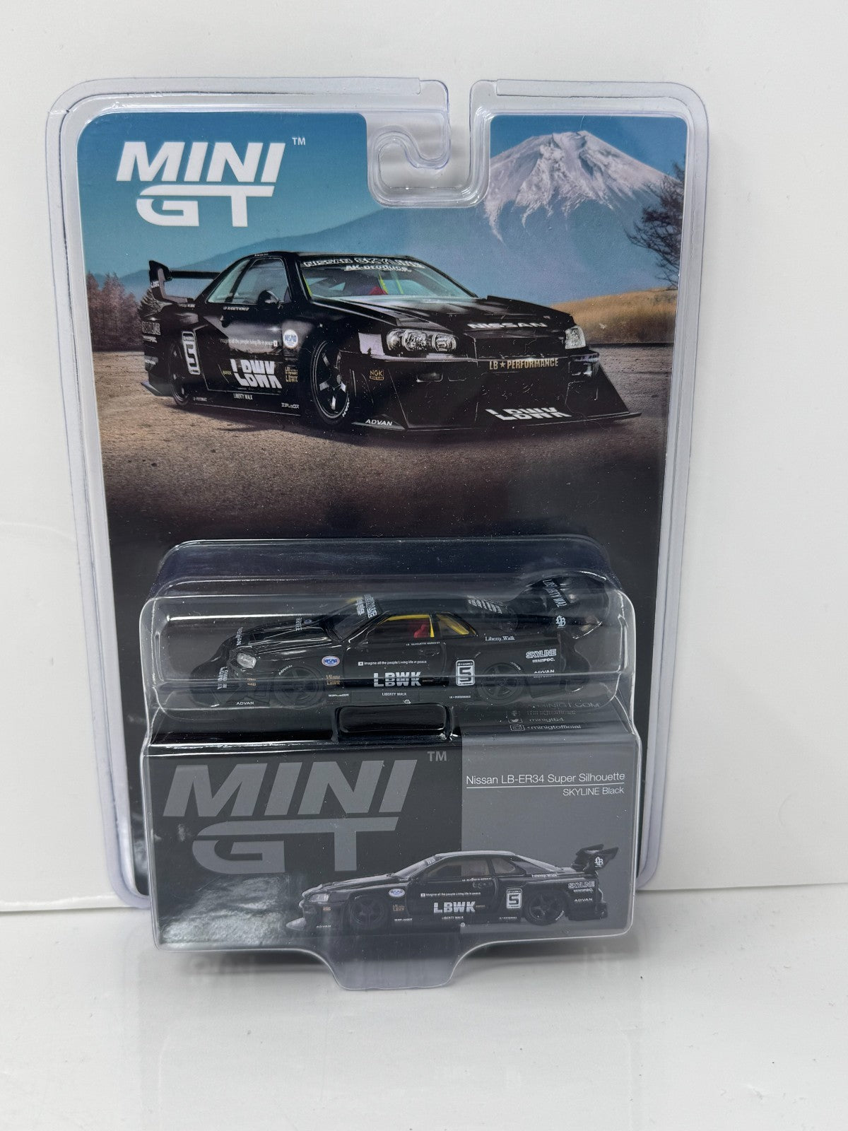 Mini GT LBWK Nissan LB-ER34 Super Silhouette Skyline Black 1:64 Diecast