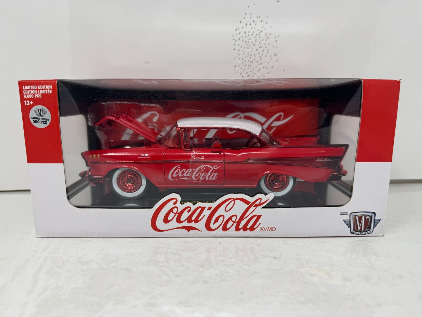 M2 Machines 1957 Chevy Bel Air Hardtop Coca-Cola CHASE 1:24 Diecast Red Rims