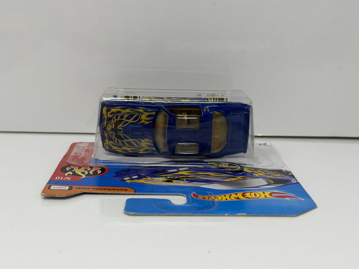 Hot Wheels Flames 1977 Pontiac Firebird 1:64 Diecast Blue Short Card