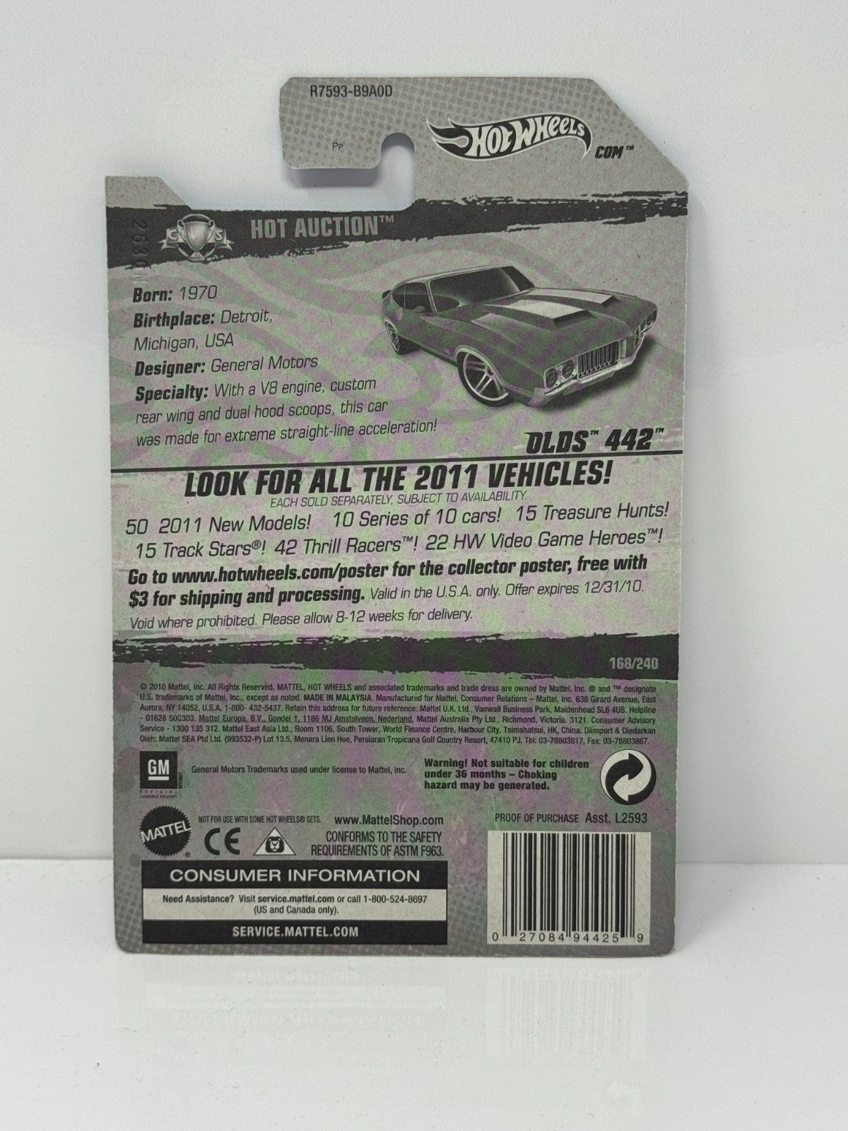 Hot Wheels Hot Auction 1970 Oldsmobile 442 1:64 Diecast Factory Sealed Red