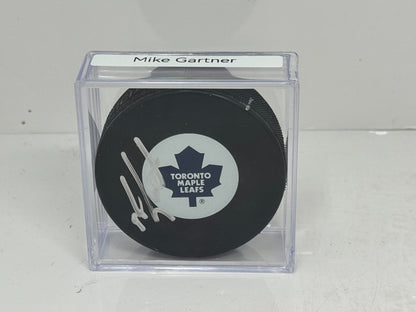 Mike Gartner Toronto Maple Leafs Signed NHL Autograph Puck Silver Auto