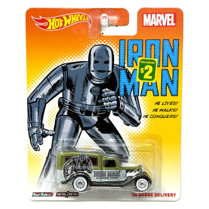 Hot Wheels Marvel Iron Man 1934 Dodge Delivery 1:64 Diecast Real Riders